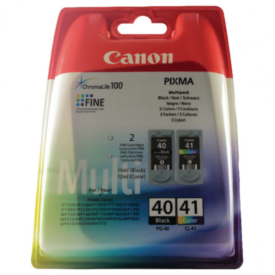 Canon PG40/CL41 Ink Cartridge Multi-Pack - Black, Cyan, Magenta, Yellow (0615B043) 